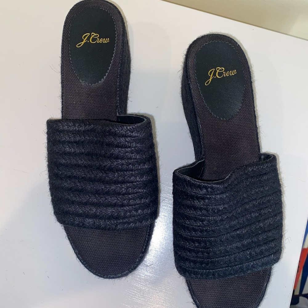 Navy Size 8 J.crew platform slide sandles